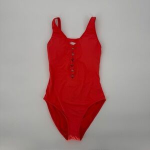 Bleu Rod Beattie Neon Orange Red One Piece Swimwear NWT size 4